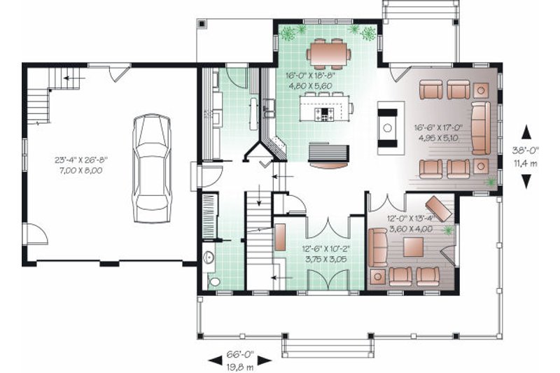 Dream House Plan - Floor Plan - Main Floor for Farmhouse House Plan #23-729 - 3 bed, 2.5 bath