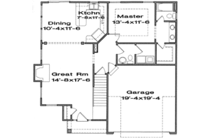Floor Plan - Main Floor for Traditional House Plan #6-166 - 3 bed, 2.5 bath