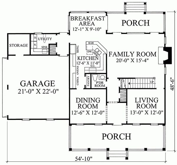 Home Plan - Southern Floor Plan - Main Floor Plan #137-146