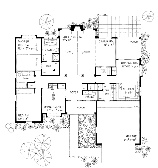 Architectural House Design - Ranch Floor Plan - Main Floor Plan #72-215
