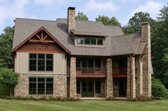 Exterior - Rear Elevation for Craftsman House Plan #17-3323 - 5 bed, 5 bath