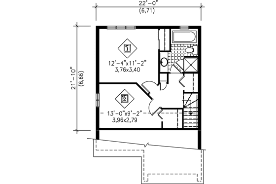 Floor Plan - Upper Floor House Plan #25-2283 - 2 bed, 2 bath