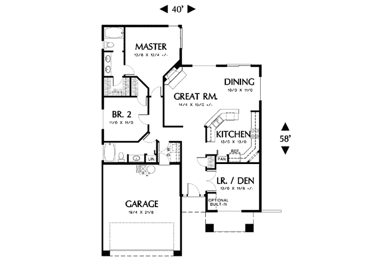 Home Plan - Floor Plan - Main Floor for Craftsman House Plan #48-189 - 2 bed, 2 bath