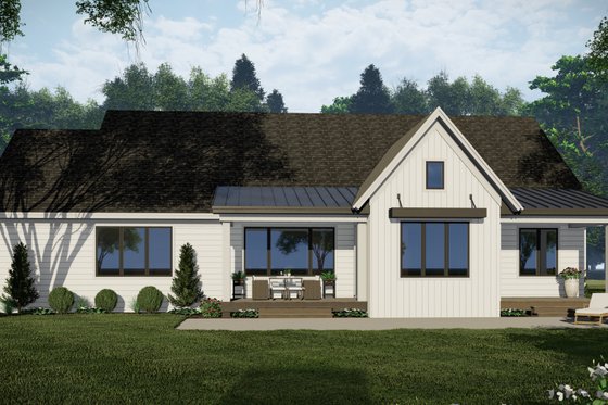 Exterior - Rear Elevation 1 for Farmhouse House Plan #51-1235 - 3 bed, 3.5 bath