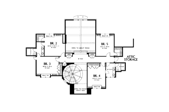 Floor Plan - Upper Floor for European House Plan #48-258 - 5 bed, 4.5 bath