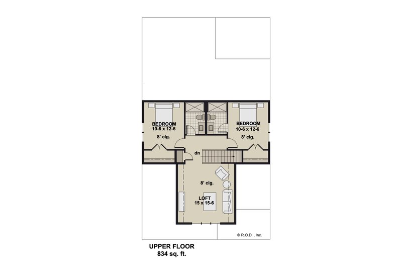 House Blueprint - Floor Plan - Upper Floor for Farmhouse House Plan #51-1291 - 4 bed, 4 bath