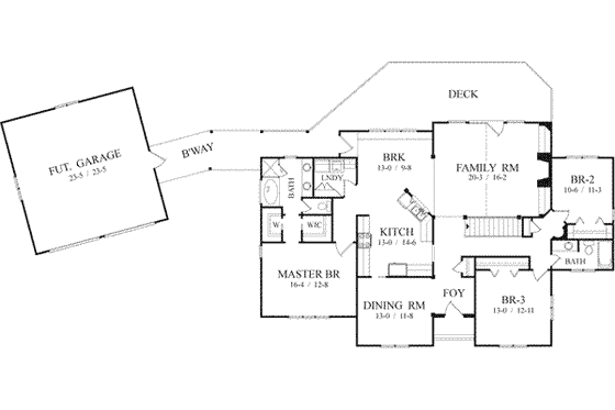 Floor Plan - Main Floor for Traditional House Plan #71-128 - 3 bed, 2 bath