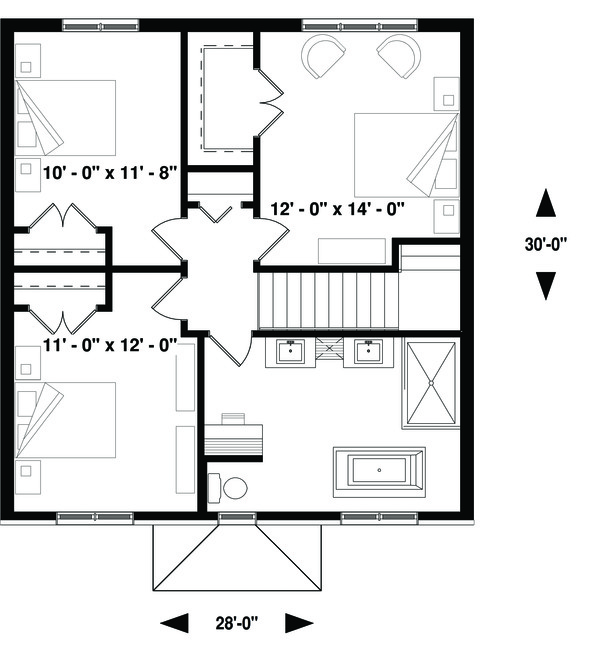 Home Plan - Traditional Floor Plan - Upper Floor Plan #23-2306