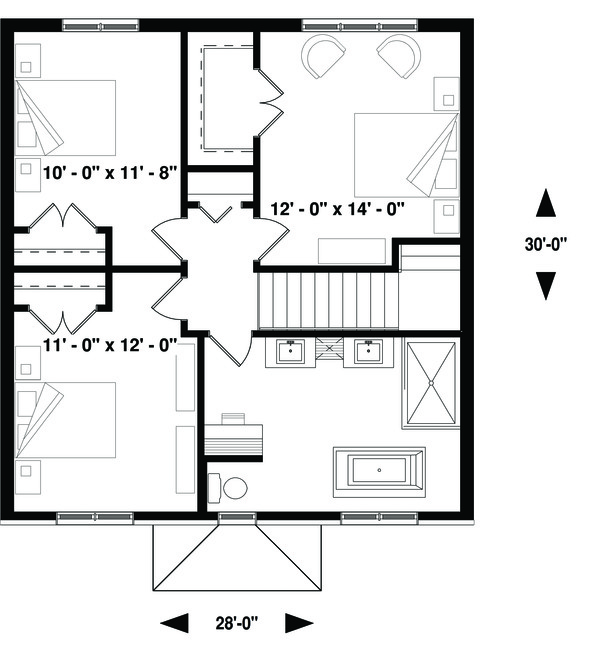 Architectural House Design - Traditional Floor Plan - Upper Floor Plan #23-2306