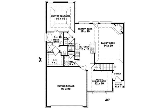 Floor Plan - Main Floor for European House Plan #81-697 - 3 bed, 2.5 bath