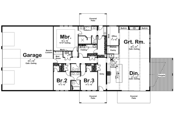 Floor Plan - Main Floor for Barndominium House Plan #455-240 - 3 bed, 2.5 bath