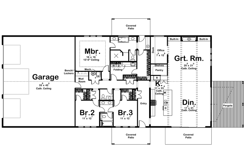 House Plan Design - Floor Plan - Main Floor for Barndominium House Plan #455-240 - 3 bed, 2.5 bath