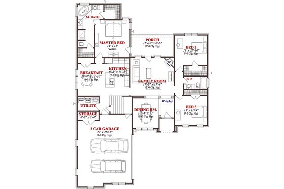 Floor Plan - Main Floor for European House Plan #63-300 - 3 bed, 2.5 bath