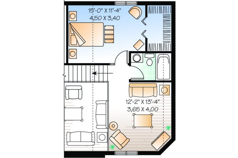 Dream House Plan - Floor Plan - Upper Floor for Cottage House Plan #23-493 - 2 bed, 2 bath