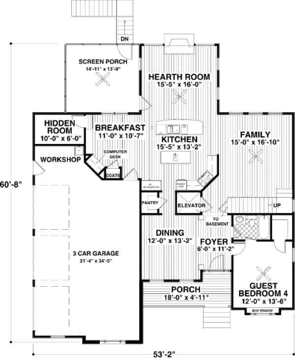 Craftsman Floor Plan - Main Floor Plan #56-561