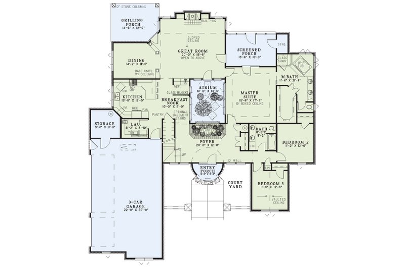House Blueprint - Floor Plan - Main Floor for European House Plan #17-208 - 4 bed, 3 bath