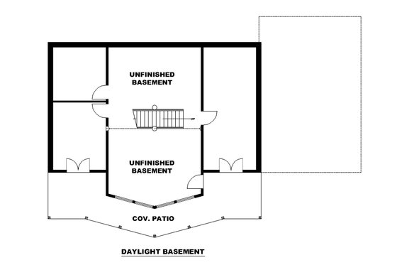 Floor Plan - Lower Floor for Craftsman House Plan #117-1055 - 3 bed, 2 bath