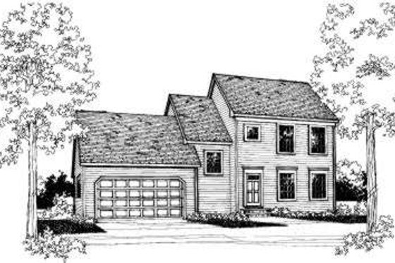 Exterior - Front Elevation for Colonial House Plan #303-287 - 3 bed, 2 bath