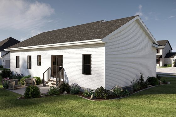 Exterior - Rear Elevation for Traditional House Plan #455-729 - 3 bed, 2 bath