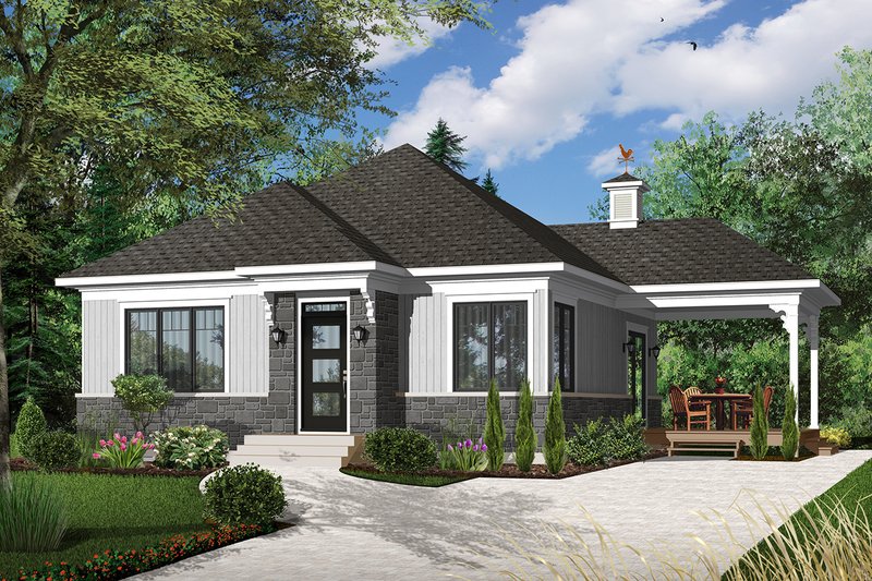 House Blueprint - Exterior - Front Elevation 5 for Modern House Plan #23-2661 - 2 bed, 1 bath