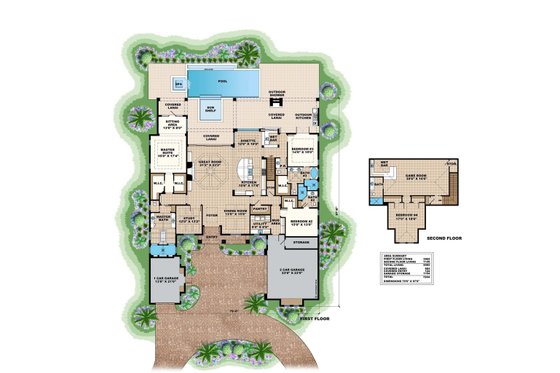 Floor Plan - Main Floor for Beach House Plan #27-495 - 4 bed, 4.5 bath