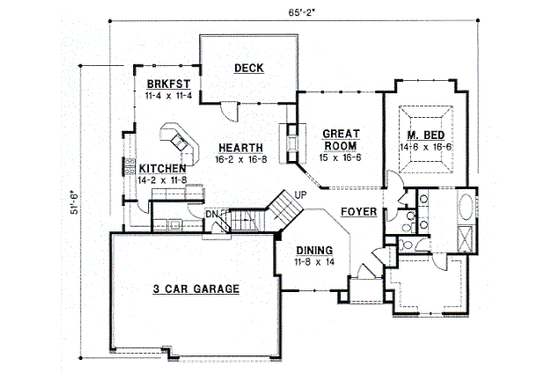 Floor Plan - Main Floor for European House Plan #67-581 - 4 bed, 3.5 bath