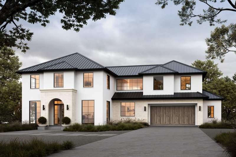 Home Plan - Exterior - Front Elevation 2 for Contemporary House Plan #1114-96 - 4 bed, 3.5 bath