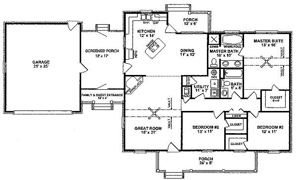 House Plan Design - Traditional Floor Plan - Main Floor Plan #14-155