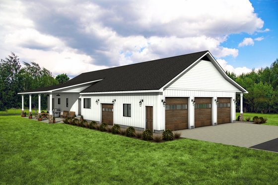 Exterior - Rear Elevation 2 for Barndominium House Plan #1084-6 - 3 bed, 2.5 bath