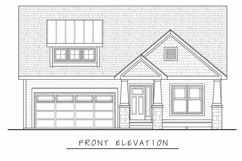 House Blueprint - Exterior - Front Elevation 3 for Cottage House Plan #20-2399 - 3 bed, 2 bath