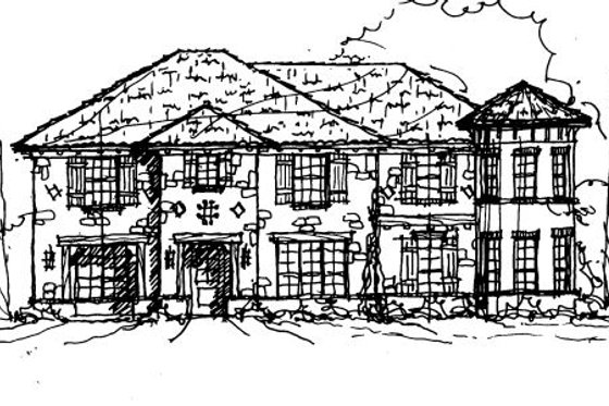 Exterior - Front Elevation for European House Plan #141-353 - 4 bed, 4 bath