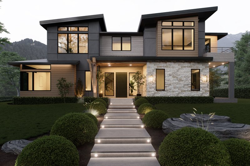 Home Plan - Exterior - Rear Elevation for Modern House Plan #1066-320 - 5 bed, 4.5 bath
