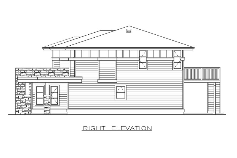 House Design - Exterior - Other Elevation for Prairie House Plan #1100-33 - 3 bed, 2 bath