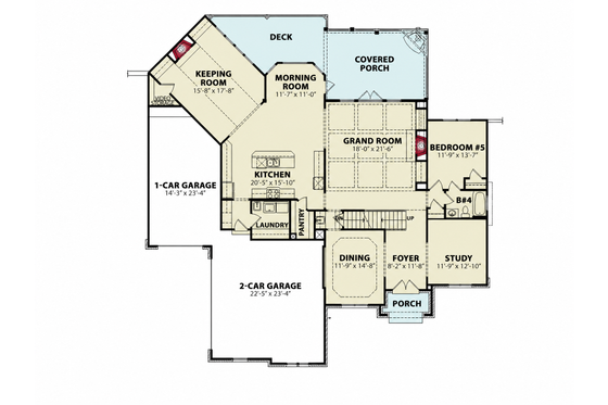 Floor Plan - Main Floor for Craftsman House Plan #54-721 - 5 bed, 4 bath