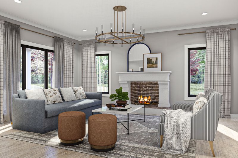 House Blueprint - Interior - Family Room 1 for Colonial House Plan #455-619 - 3 bed, 2.5 bath