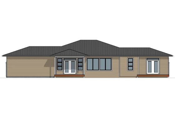 Exterior - Rear Elevation for Ranch House Plan #126-233 - 3 bed, 2 bath