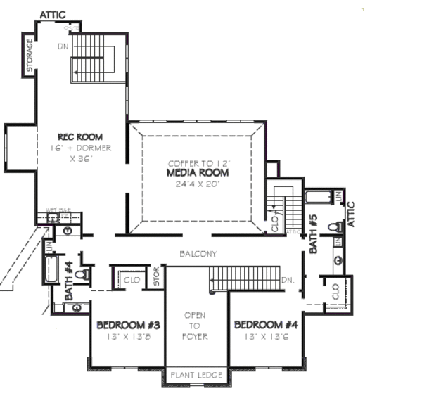 European Floor Plan - Upper Floor Plan #424-222