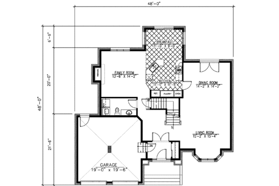 Floor Plan - Main Floor for European House Plan #138-173 - 3 bed, 2.5 bath