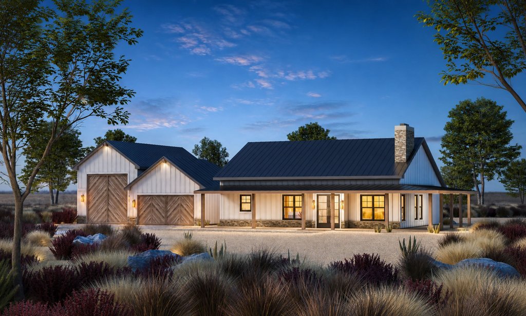 Exterior - Front Elevation 2 for Barndominium House Plan #20-2556 - 3 bed, 2.5 bath