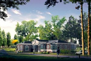 Adobe / Southwestern Exterior - Front Elevation Plan #1-755