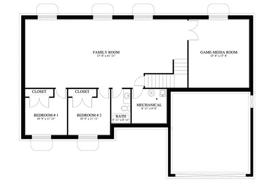 Floor Plan - Lower Floor for Craftsman House Plan #1060-467 - 3 bed, 2.5 bath