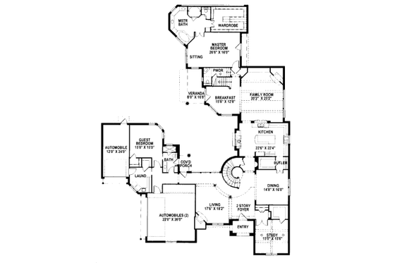 Floor Plan - Main Floor for European House Plan #141-322 - 5 bed, 5.5 bath