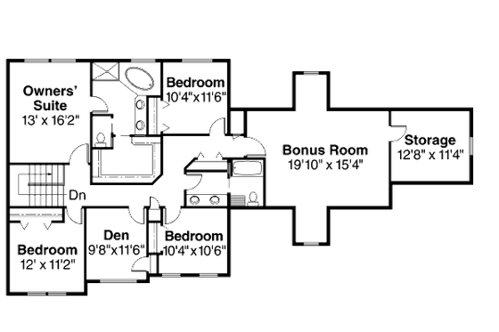Floor Plan - Upper Floor for Traditional House Plan #124-490 - 4 bed, 2.5 bath