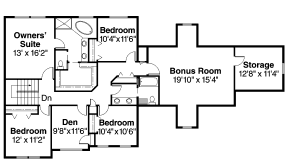 Traditional Floor Plan - Upper Floor Plan #124-490