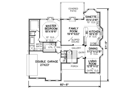 Floor Plan - Main Floor for Traditional House Plan #65-237 - 4 bed, 2.5 bath