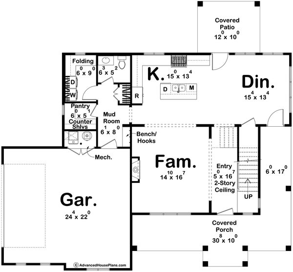 Dream House Plan - Farmhouse Floor Plan - Main Floor Plan #455-517