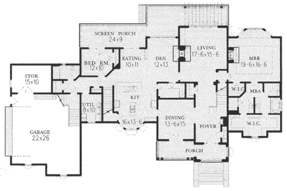 Floor Plan - Main Floor for European House Plan #15-227 - 4 bed, 4 bath