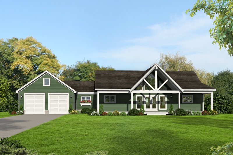 Country Style House Plan - 2 Beds 2 Baths 1650 Sq/Ft Plan #932-37