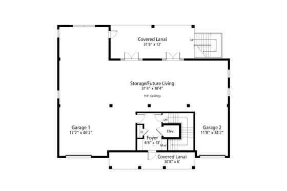 Floor Plan - Lower Floor for Beach House Plan #938-118 - 4 bed, 3.5 bath