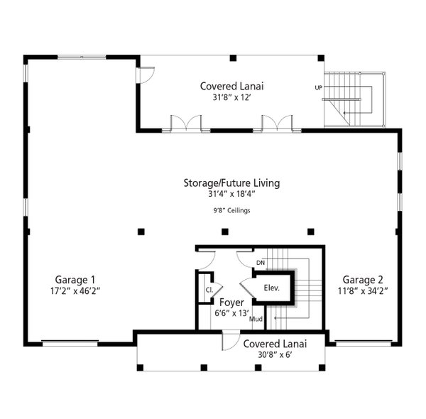 House Blueprint - Beach Floor Plan - Lower Floor Plan #938-118
